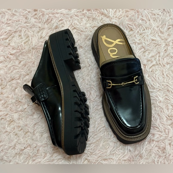 Sam Edelman Women’s Lennon Lug Sole Mule Black Leather Color Size 5.5 NWOB - Picture 1 of 16